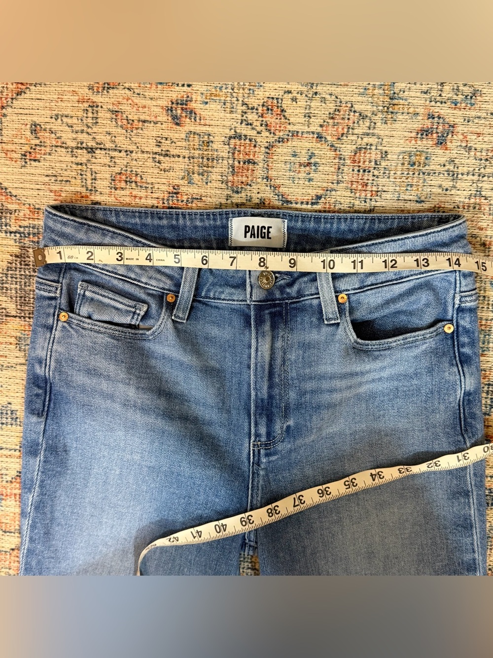 PAIGE Laurel Canyon Jeans 29 High Rise Flare Bootcut Medium Wash Stretch Denim - Picture 10 of 12